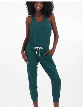 Vuori Teal Racerback Tank Jumpsuit with Drawstring